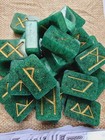 Futhark Handmade Resin Runes Pearl Forest Green   Black With Rune Meaning Cards 