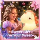 Unicorn Night Light For Kids 16 Colors Led Rechargeable Lamp Gifts For Girls