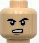 Lego New Light Nougat Minifigure Head Dual Sided Black Eyebrows Neutral Angry
