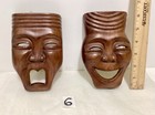 Vintage Handcarved Comedy   Tragedy Theatrical Masks   gb 