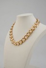 Bold Vintage Statement Necklace     Chunky Gold   Pearl Chain 18 Inches Long