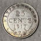 Newfoundland 25 Cents 1917 Silver Coin King George V Km  3