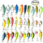 Usa Lot 30 Pcs Kinds Of Fish Fishing Lures Crankbaits Hooks Minnow Baits Tackle