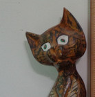 Vintage Hand Carved Wooden Cat Sculpture Figurine Wood Folk Art Decor 9  Tall