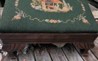 Antique Nantucket Estate Needlepoint Handmade Stool House Floral Wooden
