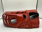 Vtg Mexican Folk Art Wood Diablo Animal Wall Mask Red Black Dots White Teeth