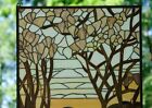 Tiffany Style Stained Glass Window Panel Dawn In Valley  24  X 36 