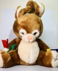 Vintage Fluffy Easter Bunny Rabbit Stuffed Plush Animal Brown Blushed Cheeks  d 