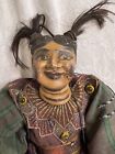 Pair Antique Vtg Carved Wooden Burmese Dressed Thai Marionette String Puppets