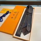 Louis Monogram Black Grey Silk Necktie Mini Logo Jacquard Men s Formal Dress Tie