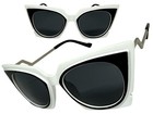 Classic Funky Vintage Retro Cat Eye Party Raver Sun Glasses Unique White Frame