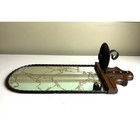 Vintage 1970s Wood Metal Mirror Candle Wall Sconce Antiqued Glass 17  Gothic