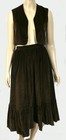 Vintage 70s H Bar C Western Soft Cotton Velvet Full Skirt With Open Vest Xxs 2xs