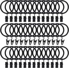 44-piece Matte Black Metal Curtain Rings Clips For Elegant Hanging Solutions