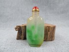 Hand-carved Chinese Nature Green Jadeite Jade Snuff Bottle