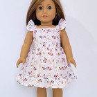 Sundress  Ivory  Pink Flowers  Ruffles  Dress  Fits American Girl 18  Dolls