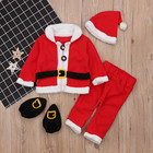 Christmas Kids Baby Boys Girls Santa Claus Cosplay 4pcs Outfit Set Fancy Dress