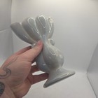 Vintage Gonder Usa Art Pottery Vase Gray Pink Tulip Pedestal Mcm Zanesville