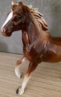 Vintage Tilso Japan Horse Hand Painted Porcelain Brown And White 7  Tall 9  Long