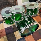 1970   s Ludwig Rare Green Vistalite Drum Kit  22 12 13 16 