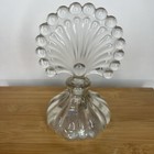 Vintage Glass Art Deco Perfume Bottle With Peacock Fan Stopper Coquette Vanity