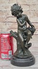 Moreau s Art Nouveau Statuebronze Girl Sitting On Tree Branch  Home Decor Piece