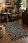 Luxurious 4x6 Handcrafted Traditional In Blue   Red Area Rug