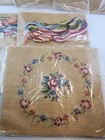 6 Pc Vtg Preworked Needlepoint Trammed Tapestry Chair Cover Canvas 27x27 Wool Lo