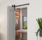 Calhome 42 In  Black Single Bi-fold Front Mount Sliding Barn Door Track