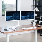 Vivo White Dual Monitor Desk Stand Mount  Fits Up To 27  Computer Screens