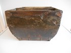 Antique Chinese Wood Rice Bucket W Dovetails Handle Metal Seams Repairs 11 