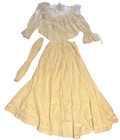 Antique 1900s Edwardian Wedding Tea Dress 3 Pc Ensemble Blouse Skirt Waistband