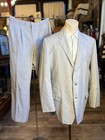 Vintage 1950s Distressed Haspel White   Blue Rockabilly Suit Size 46