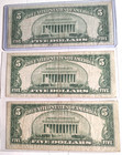  3  1953 -  5 Five Dollar Notes   star  Red Seal And Blue Seal Notes
