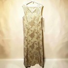 Vtg Tahari Sequin Lace Evening Gown 14 Xl Gold Champagne Old Hollywood Glam Maxi