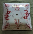 Vintage Red White Frosted Glass Ceiling Light Shade Cover Western Cowboy  1442