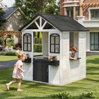 Kids Outdoor Wooden Playhouse Cottage W  Kitchen Door Windows Garden House