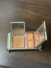 Antique Girey Camera Style Combo Compact W makeup Art Deco Guilloche Mint Green