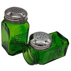 Green Salt And Pepper Shakers Set Retro Vintage Glass Kitchen Decor
