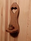 Vintage Wooden Wall Sconce W heart Cutout Candle Cup Shelf Farmhouse Cottagecore