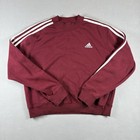 Adidas Youth Medium 12-14 Maroon 3 Stripe Crewneck Sweatshirt