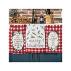 Christmas Kitchen Towels Set Of 3 Red White Gingham Holly Cotton Holiday 28x28