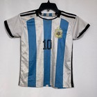 Lionel Messi  10 Argentina National Team Blue White Soccer Jersey Kids 20 Small