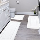  White Bathroom Rugs Sets 3 Piece  20 x32    20 x47  Non Slip Bath Mat And 