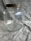 Antique Glass Jar With Metal Lid 8    High X 6 75 X 6 75 Excellent Piece Of Past