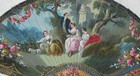 Antique Victorian Fan Hand Painted Vernis Martin Style Late 19th Century