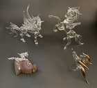 Pegasus Horse  Figurines Art Glass Clear Hand Blown Set Of  4 