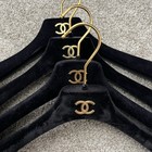 Authentic Chanel Cloth Hangers Plastic Black Velvet Flocked Cc Logo Lot Of 4