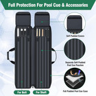   Pool Cue Carrying Case Soft Padded Billiard Stick Bag With Multi-pocket For 4 