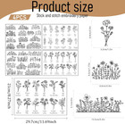 Flower Water Soluble Embroidery Patterns  4 Sheets 50 Pcs Stick And Stitch Embro